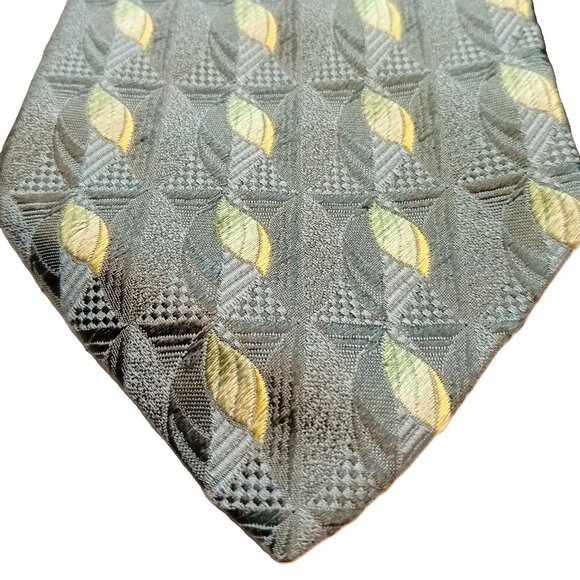 ERMENEGILDO ZEGNA Classic Tie Jacquard Flower Geometric 100% Silk Self-Tipped - Picture 9 of 9